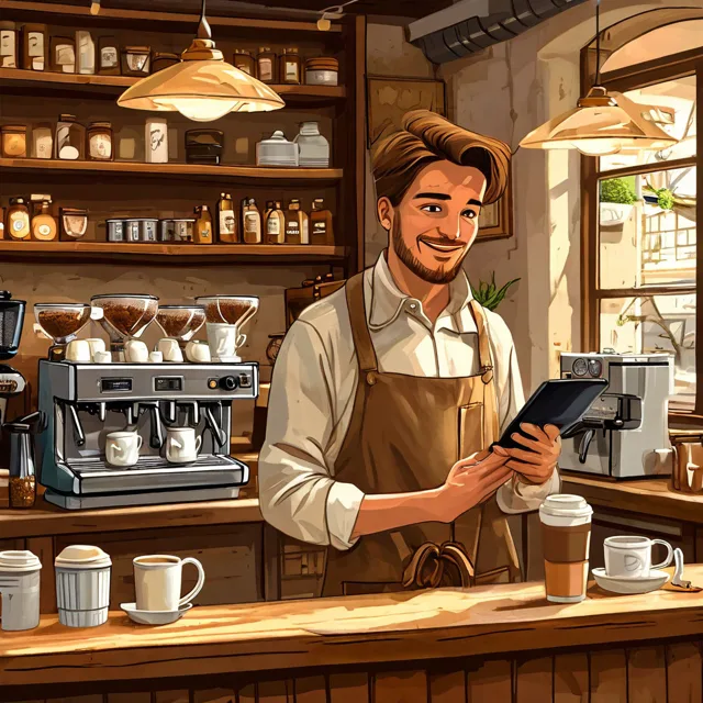 Иллюстрация кофейни — картинка на ИИ